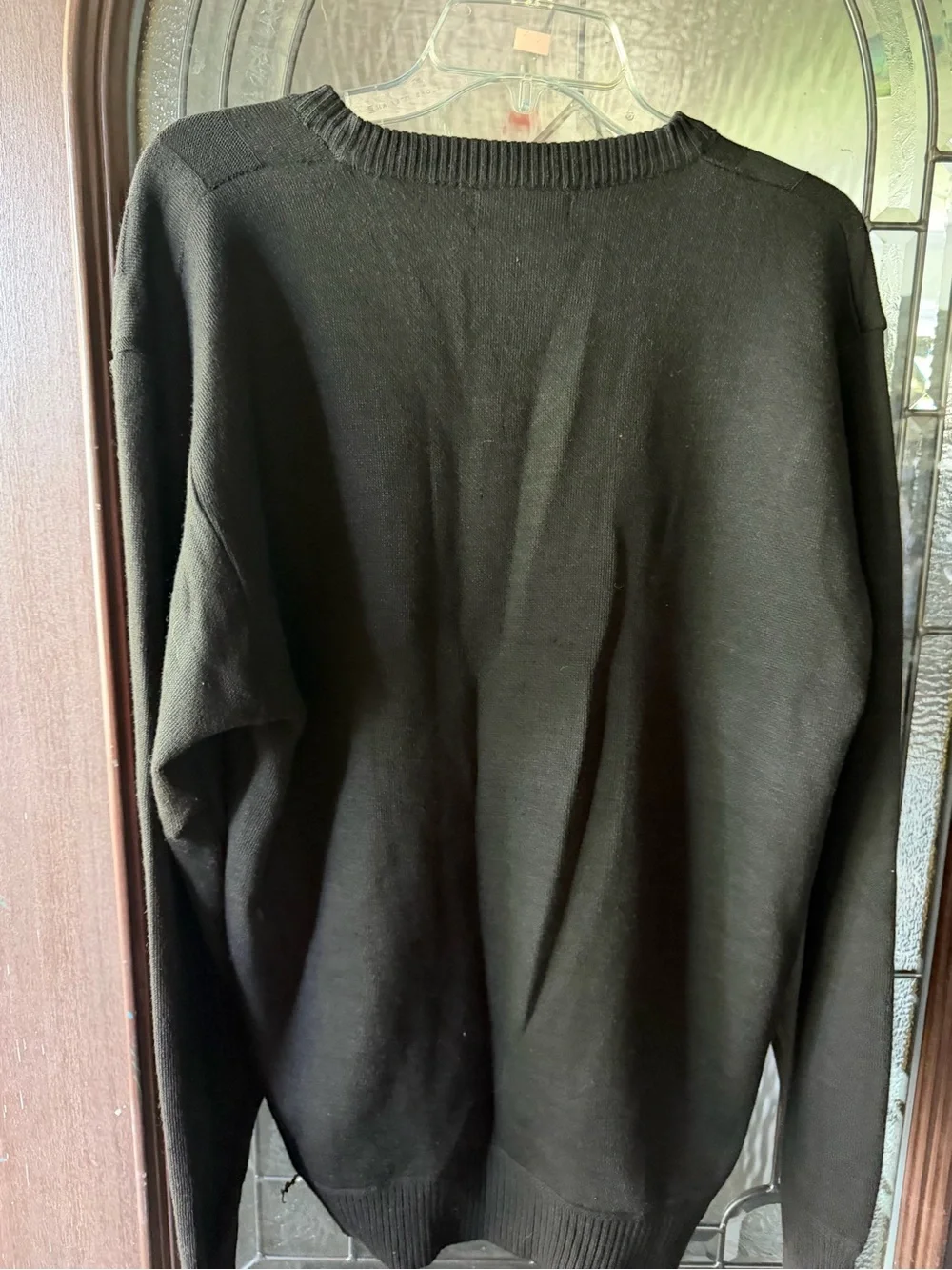 Men's Black V-Neck Textured Knit Sweater